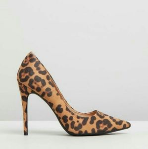 Pointed Toe Microfibre Court Leopard Suede